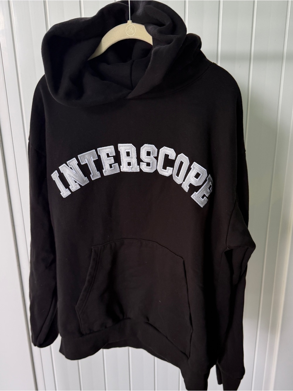 Black Pullover Interscope Hoodie - Men's classic fleece 100% cotton